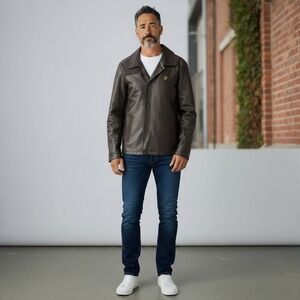 AC‎ Luxury Collection Black Leather Jacket Men's Blazer Style Casual Outer